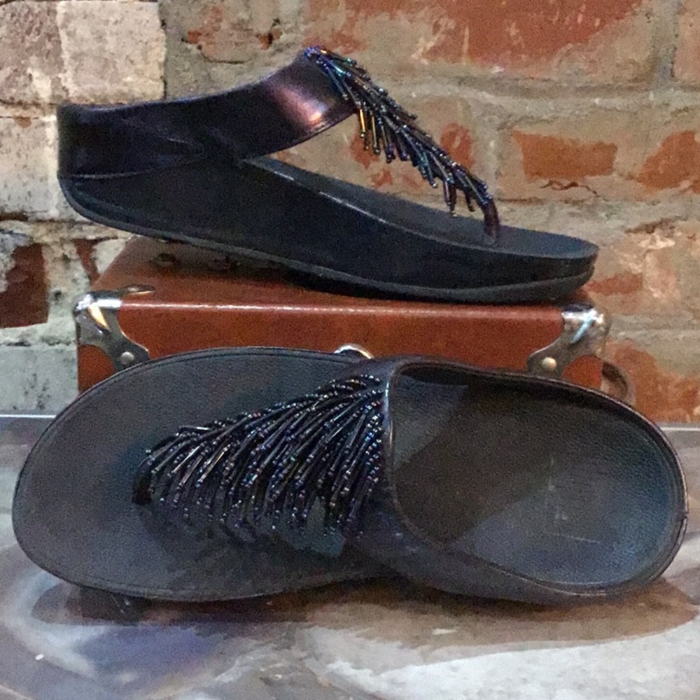 Fitflop navy beaded flip flops